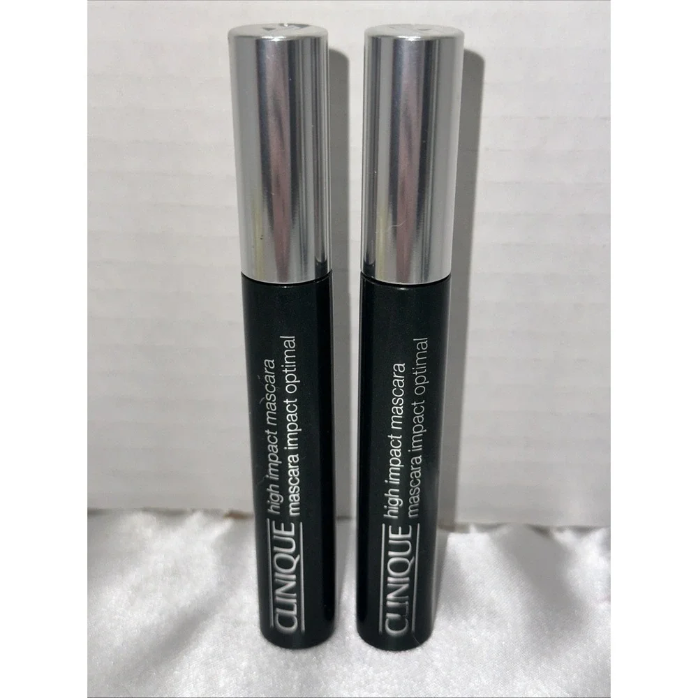 2X CLINIQUE HIGH IMPACT MASCARA .28 OZ 7 ML FULL SIZE 01 BLACK LOT OF 2 SET